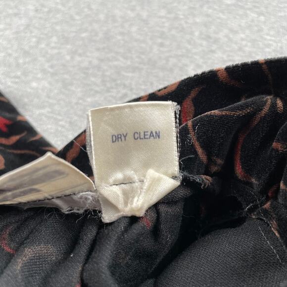 VTG Dark Floral Velvet Pleated Midi Skirt 12 Whimsigoth Cottagecore Witchy Retro - Picture 9 of 16